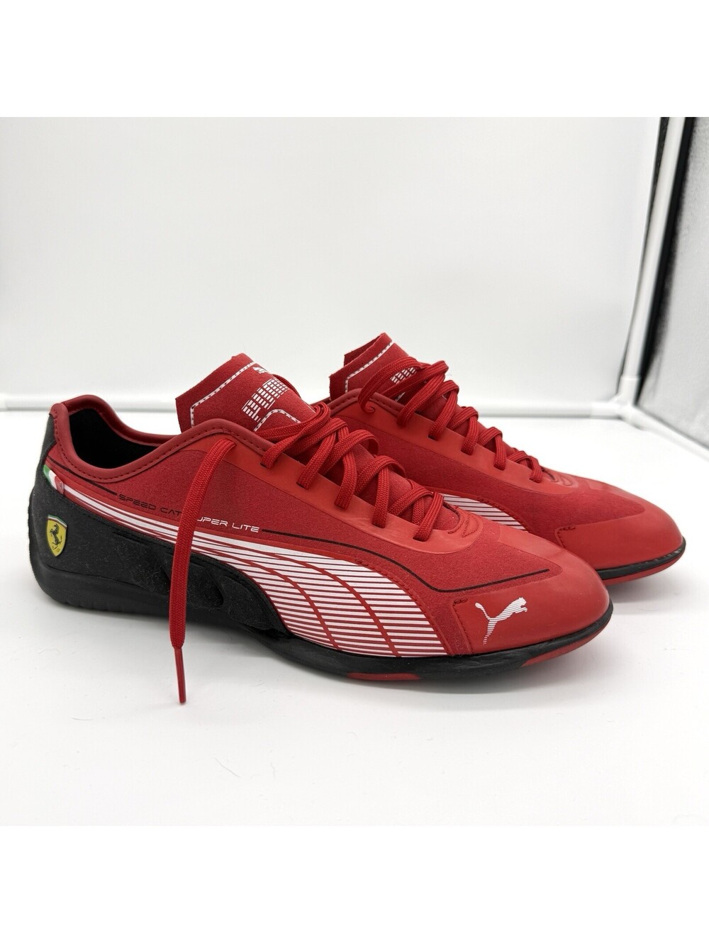 PUMA Ferrari Racing Speed Cat Super Lite Shoes 304377-01 Red Women Size 7 Tech